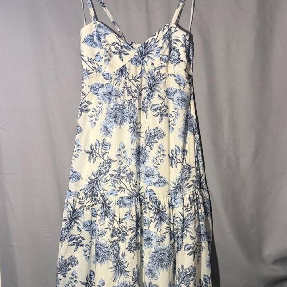 Taylor blue and cream floral maxi dress